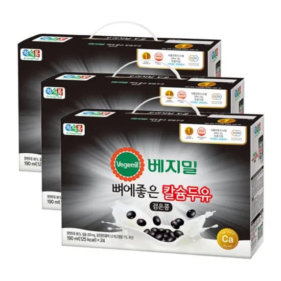 베지밀 뼈에좋은 칼슘 검은콩 두유, 190ml, 72개