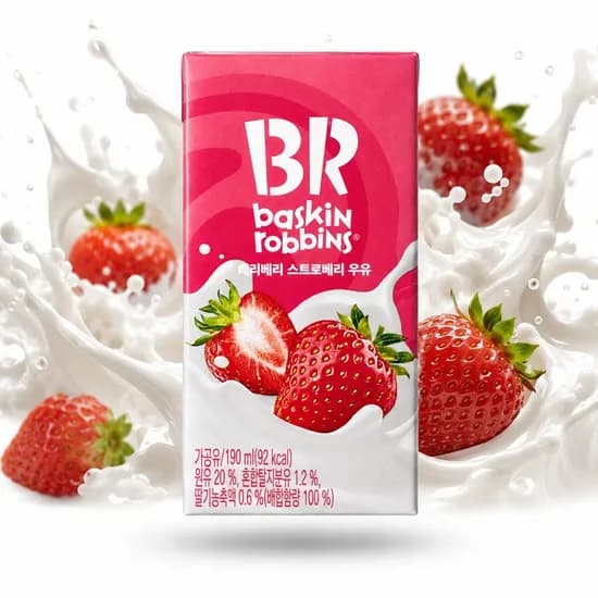 배스킨라빈스 베리베리 스트로베리 우유 190ml, 48개