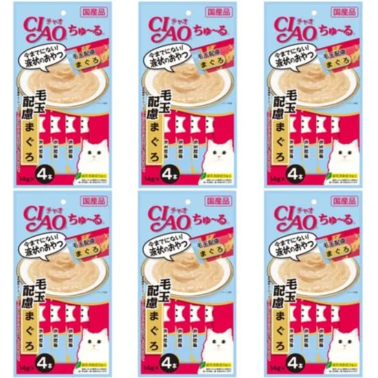 이나바 챠오 츄르 고양이츄르, 헤어볼케어 참치, 56g, 6개