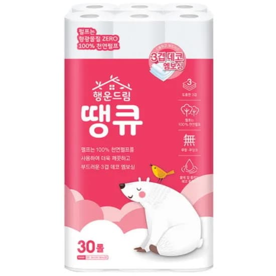 행운드림 땡큐 베이직 화장지, 3겹, 30롤, 14m, 1팩