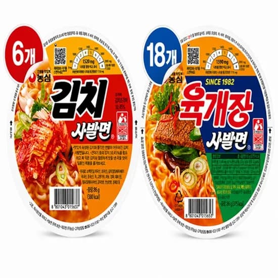 농심 육개장사발면 86g 18개 + 김치사발면 86g 6개, 1세트