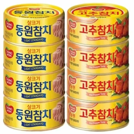 동원 반반 참치, 100g, 살코기참치 4캔 + 고추참치 4캔, 1세트