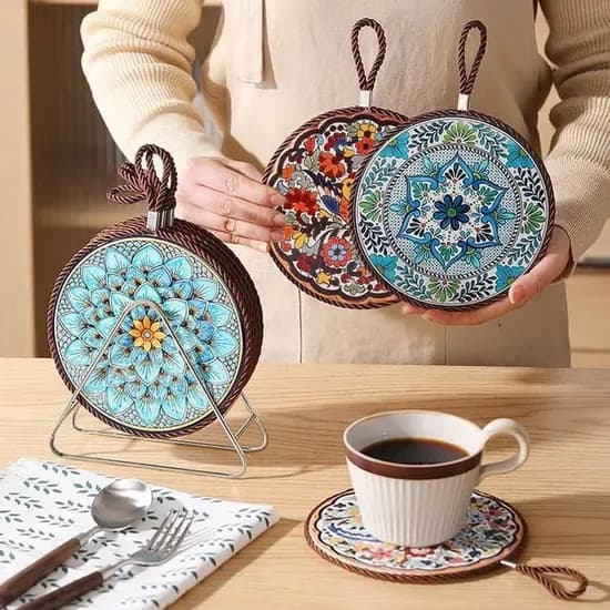 만다라 냄비받침대 세트, 4P+삼각거치대1P, 1개