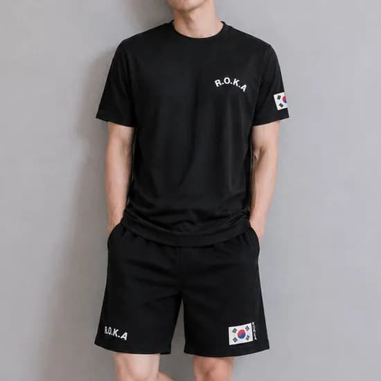 리크 로카 남여공용 에어쿨 반팔 상하의 세트, 블랙+블랙, 100, 1세트