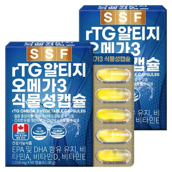 순수식품 rTG 알티지 오메가3 식물성캡슐, 1018mg, 60캡슐, 2박스