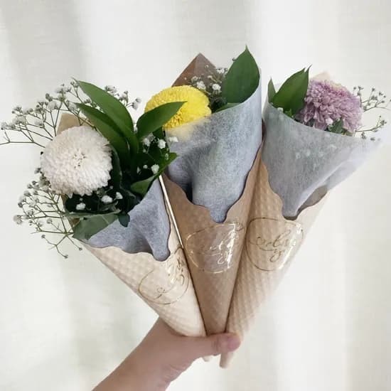 생화 미니 꽃다발, 아이스크림꽃 퐁퐁 옐로우, 노랑, 1개