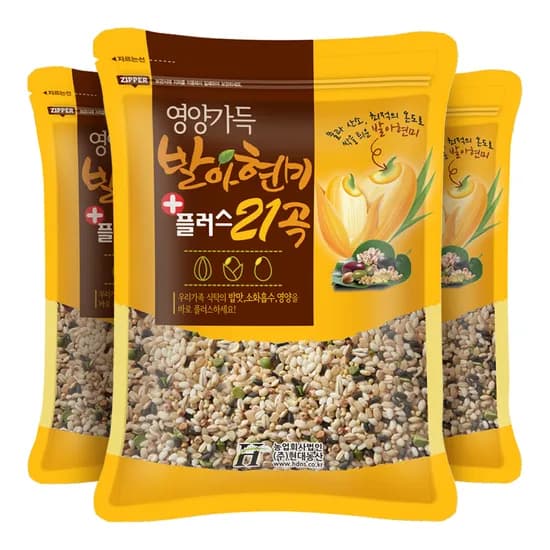 현대농산 발아현미 21곡 플러스, 600g, 3개