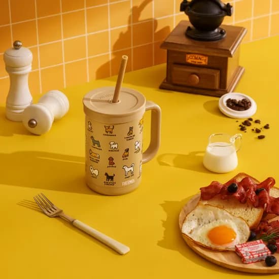 써모스 제로퍼제로 더 콤팩트 스트로 컵앤텀블러, TKHA-600KC, 캣딕셔너리, 600ml, 1개