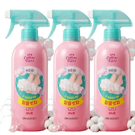 온더바디 코튼풋 발을씻자 풋샴푸, 비누향, 385ml, 4개
