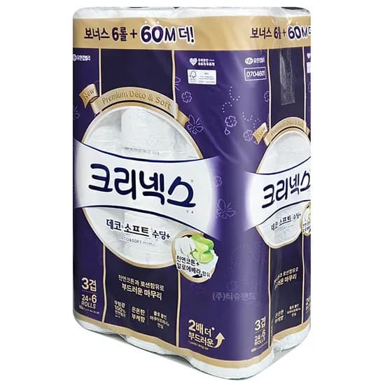 크리넥스 데코앤소프트 수딩플러스 3겹 화장지, 30롤, 27m, 1개