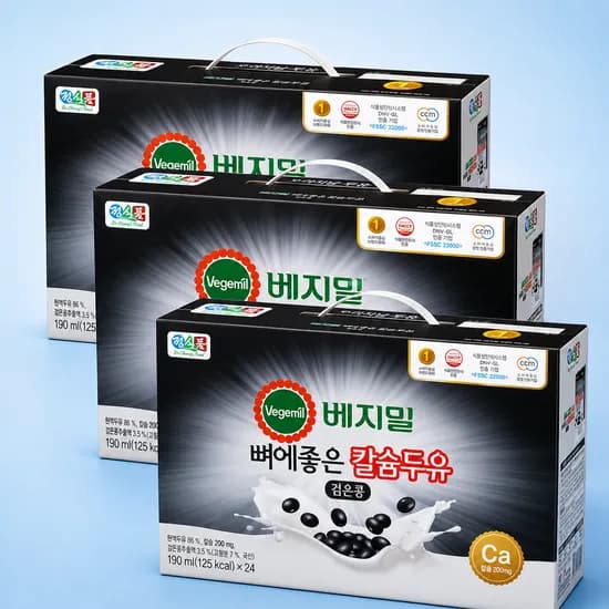 베지밀 뼈에좋은 칼슘 검은콩 두유, 190ml, 72개