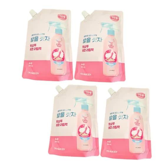 온더바디 코튼풋 발을 씻자 풋샴푸 비누향 리필 500ml 4개