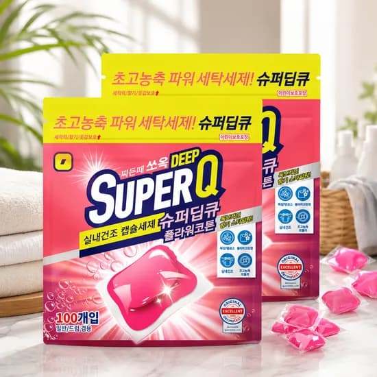 슈퍼딥큐 실내건조 캡슐세제, 플라워코튼향, 8g, 100개입, 2개