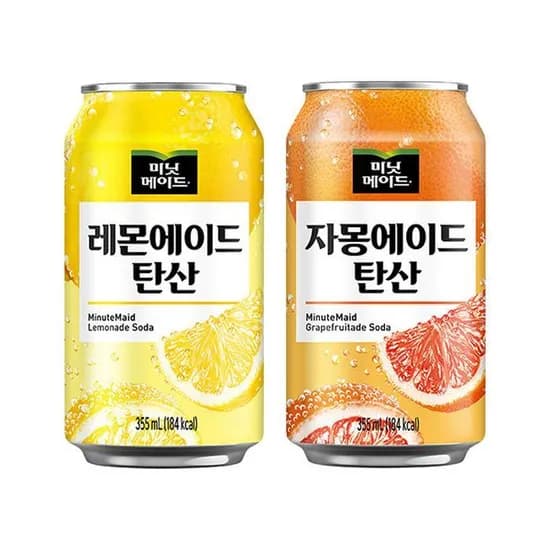 미닛메이드 탄산 자몽에이드 외 1종 355ml 12개
