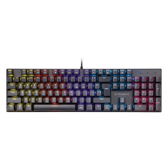 지오맥스 레인보우 LED 104키 유선 기계식 키보드, GM-MK1100, 청축, 블랙, 1개