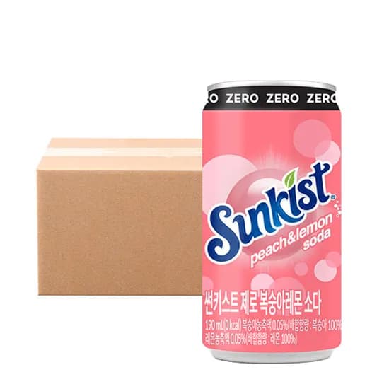 썬키스트 제로 복숭아레몬소다 190ml 30개