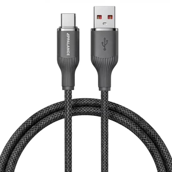에이팔란스 단락방지 패브릭 USB-A to C 고속 충전 케이블, 30W, 다크그레이, 2m, 2개