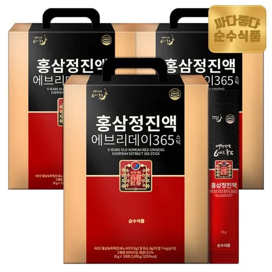 순수식품 홍삼정진액 에브리데이 365 스틱, 10g, 100포, 3박스