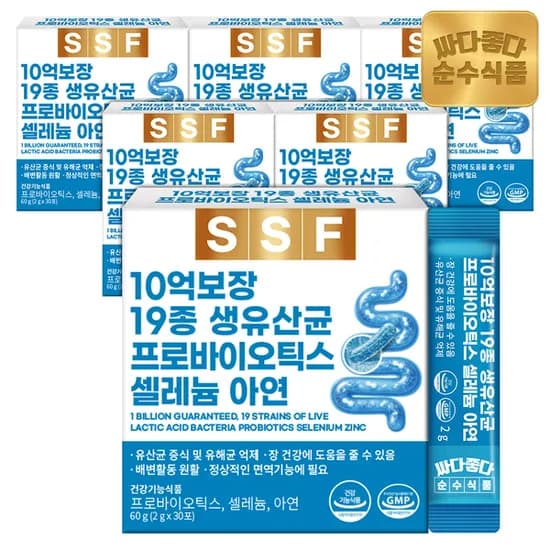 순수식품 10억보장 19종 생유산균 프로바이오틱스, 2g, 30포, 6박스