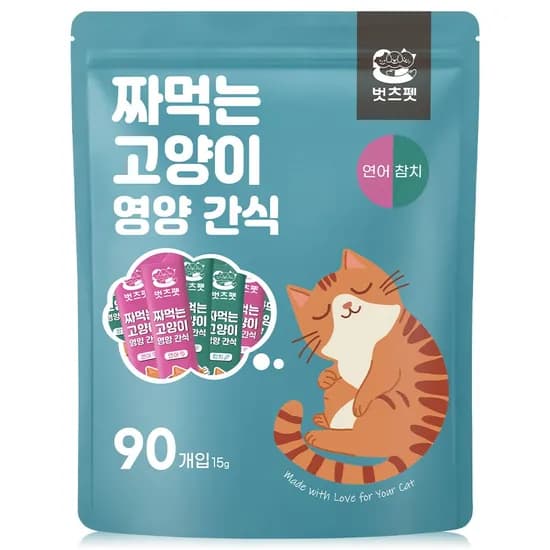 짜먹는 고양이 간식 스틱형, 혼합, 15g, 90개입, 1개