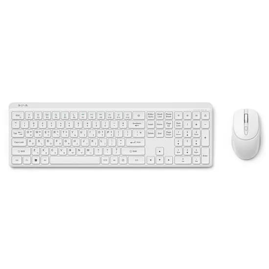 AULA AC110 무선 블루투스 저소음 멤브레인 키보드 마우스 세트, 화이트, 1개