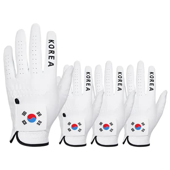 업셋 국가대표 태극기 스웨이드 기능성 골프장갑, 왼손 21호, 화이트, 4개