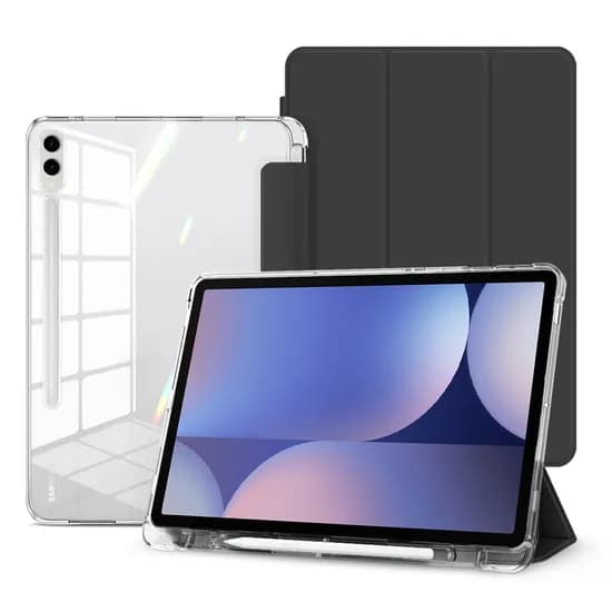 뷰씨 S펜 수납 투명 백커버 스마트커버 케이스 갤럭시탭 S9+/S9FE+/S10+ 블랙 1개