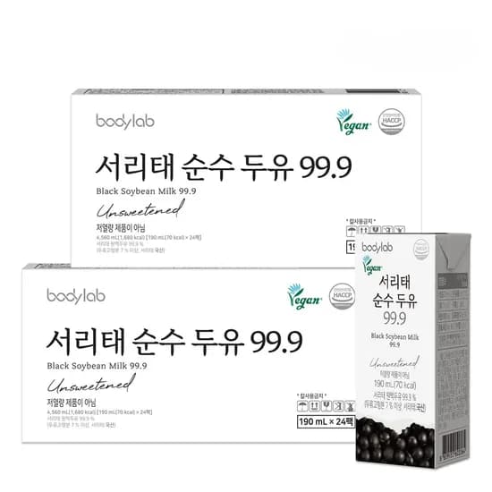 바디랩 서리태 순수두유 99.9 190ml 24팩