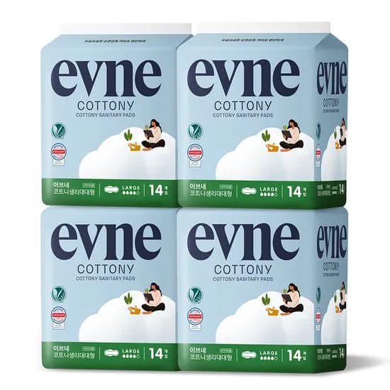 이브네 코트니 생리대, 대형, 14매입, 4팩