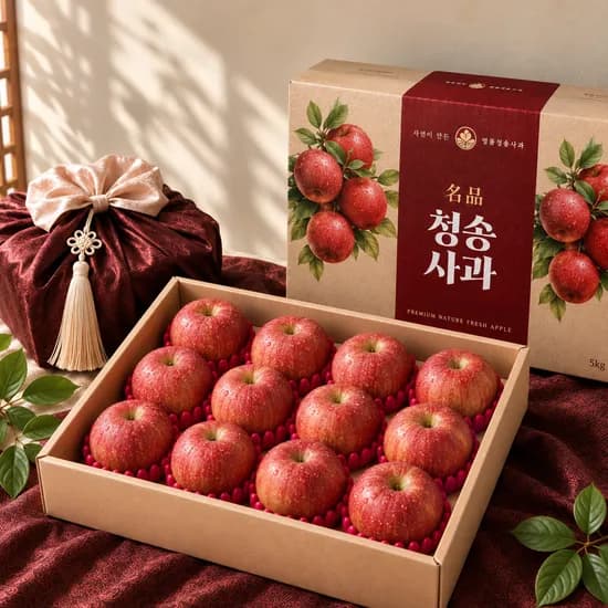 청송 홍로 사과 선물세트, 특품, 대과, 5kg, 10-14과, 1박스