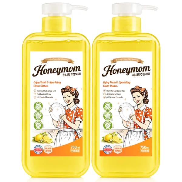 허니맘 베이킹소다 레몬향 주방세제 750ml 2개