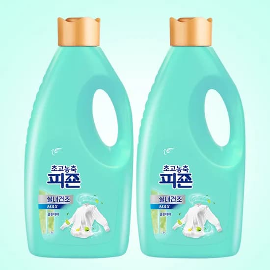 피죤 초고농축 섬유유연제 실내건조 MAX 클린데이, 2L, 2개