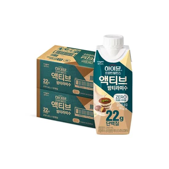 일동후디스 하이뮨 프로틴 밸런스 액티브 22g 밤티라미수맛 ZERO 250ml 18개 일동후디스 하이뮨 프로틴 밸런스 액티브 22g 밤티라미수맛 ZERO 250ml 18개