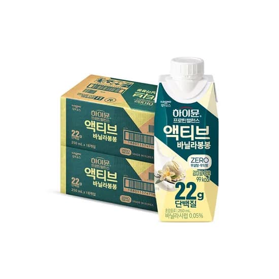 하이뮨 프로틴 밸런스 액티브 바닐라봉봉 제로 250ml 18개 하이뮨 프로틴 밸런스 액티브 바닐라봉봉 제로 250ml 18개