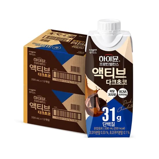 일동후디스 하이뮨 프로틴 밸런스 액티브 대용량 다크초코, 330ml, 24개