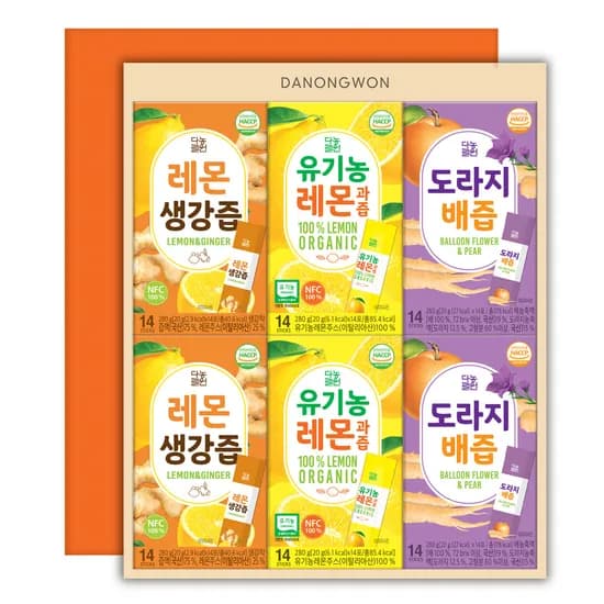 다농원 건강즙 선물세트, 유기농 레몬즙 2박스 + 레몬생강즙 2박스 + 도라지배즙 2박스, 1세트