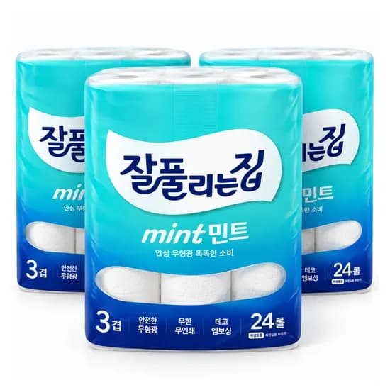 잘풀리는집 민트 3겹 화장지 24롤 27m 3팩 24,890원