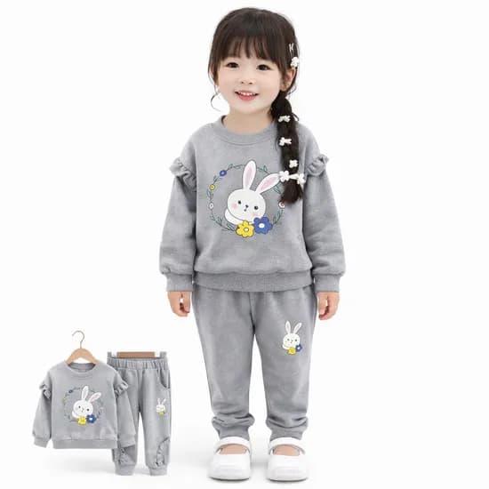 꽃동산래빗상하셋트 아기 상하복 나시 세트 여름 데일리룩 통기성 외출복 실내복, 그레이, 110, 1개