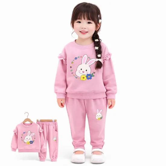 꽃동산래빗상하셋트 아기 상하복 나시 세트 여름 데일리룩 통기성 외출복 실내복, 핑크, 130, 1개