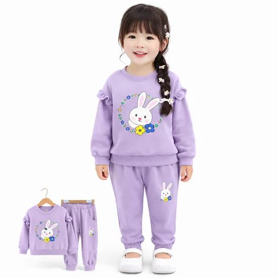 꽃동산래빗상하셋트 아기 상하복 나시 세트 여름 데일리룩 통기성 외출복 실내복, 퍼플, 110, 1개