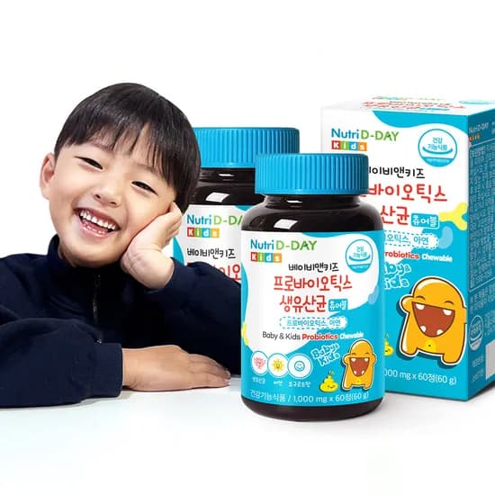 뉴트리디데이 베이비앤키즈 프로바이오틱스 생유산균 아연 츄어블, 30정, 2개