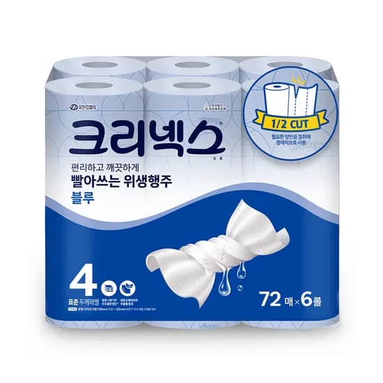 크리넥스 빨아쓰는 위생행주, 블루, 72매, 6롤, 1개