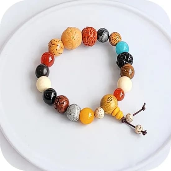 18주 108번뇌 소멸 씨앗 손목 염주 팔찌 불교박람회 굿즈, 연꽃, 16.5cm, 1개