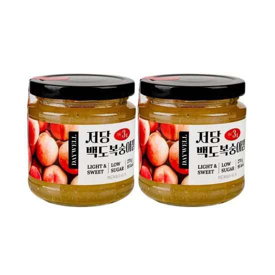 데이웰 저당 저칼로리 백도복숭아잼, 270g, 2개
