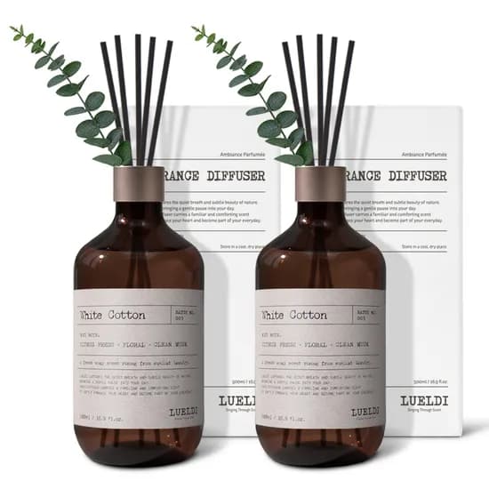 루엘디 프리미엄 대용량 퍼퓸 디퓨저, 화이트 코튼, 500ml, 2개