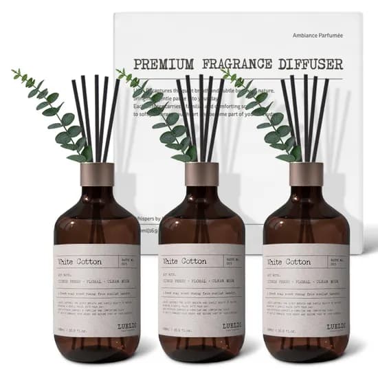 루엘디 프리미엄 대용량 퍼퓸 디퓨저, 화이트 코튼, 500ml, 3개