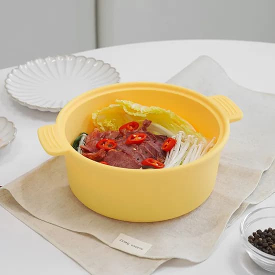 칼로쿡 다용도 실리콘 찜기, 원형, 버터옐로우, 1.2L, 1개