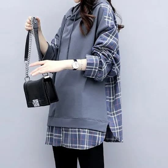 쉬블림로브 여성 후드 캐주얼 셔츠 레이어드 꾸안꾸 데일리 티셔츠 GW1538, 원컬러, FREE