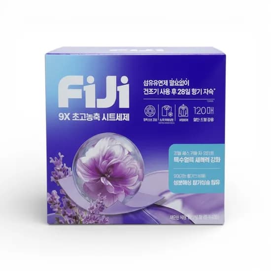 피지 물에 잘 녹는 시트세제 일반 드럼세탁기 겸용 120매 1박스
