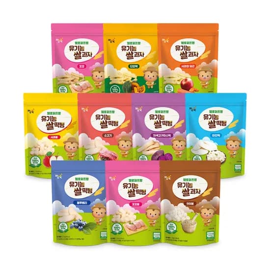 짱죽 유기농 쌀과자 쌀떡뻥 골고루, S256, 25g, 10봉